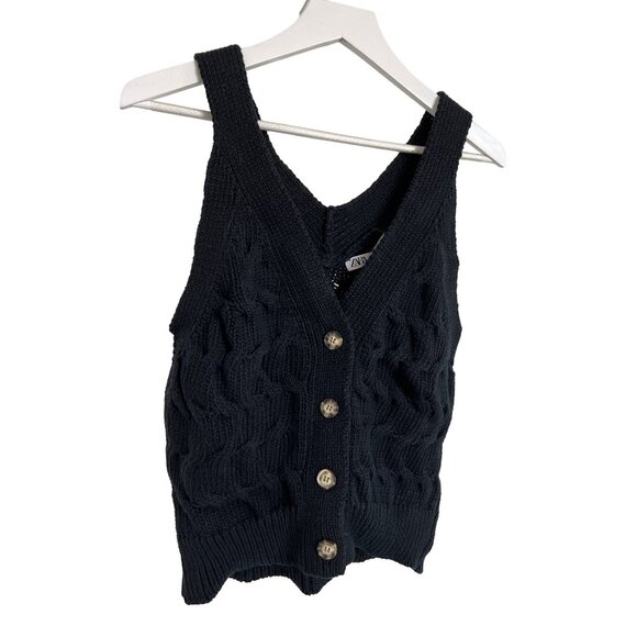 Zara Black Cable Knit Sweater Vest - Picture 5 of 5